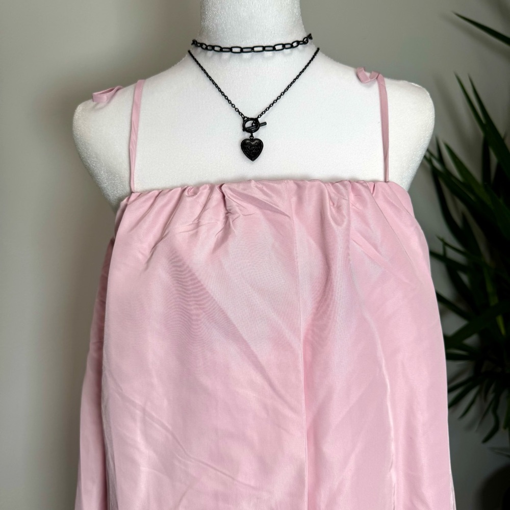 Pink Barbiecore Coquette Taffeta Bubble Hem Mini Dress NWT L Formal Prom - Picture 6 of 9